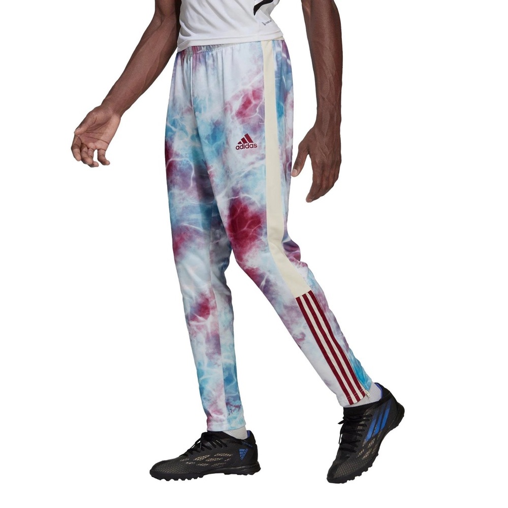 adidas Tiro Soccer Pants Regular Fit AEROREADY Knit Blue Red Tie Dye Mens L Med